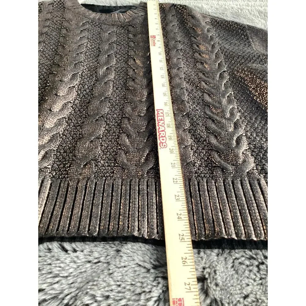Torrid Women's Cable Knit Metallic Cropped Foil Pullover‎ Sweater Brown Size 2